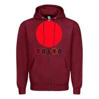Burgundy Japan Flag Olympics Zipper Hoodie - artisFamous