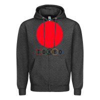 Charcoal Heather Japan Flag Olympics Zipper Hoodie - artisFamous