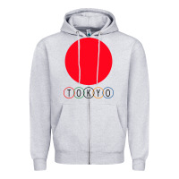 Heather Grey Japan Flag Olympics Zipper Hoodie - artisFamous