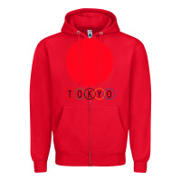 Red Japan Flag Olympics Zipper Hoodie - artisFamous