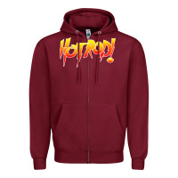 Burgundy rowdy roddy piper hot rod vintage, Zipper Hoodie - artisFamous