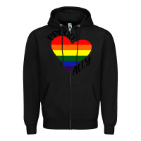 Black proud ally lgbt heart gay pride month Zipper Hoodie - artisFamous