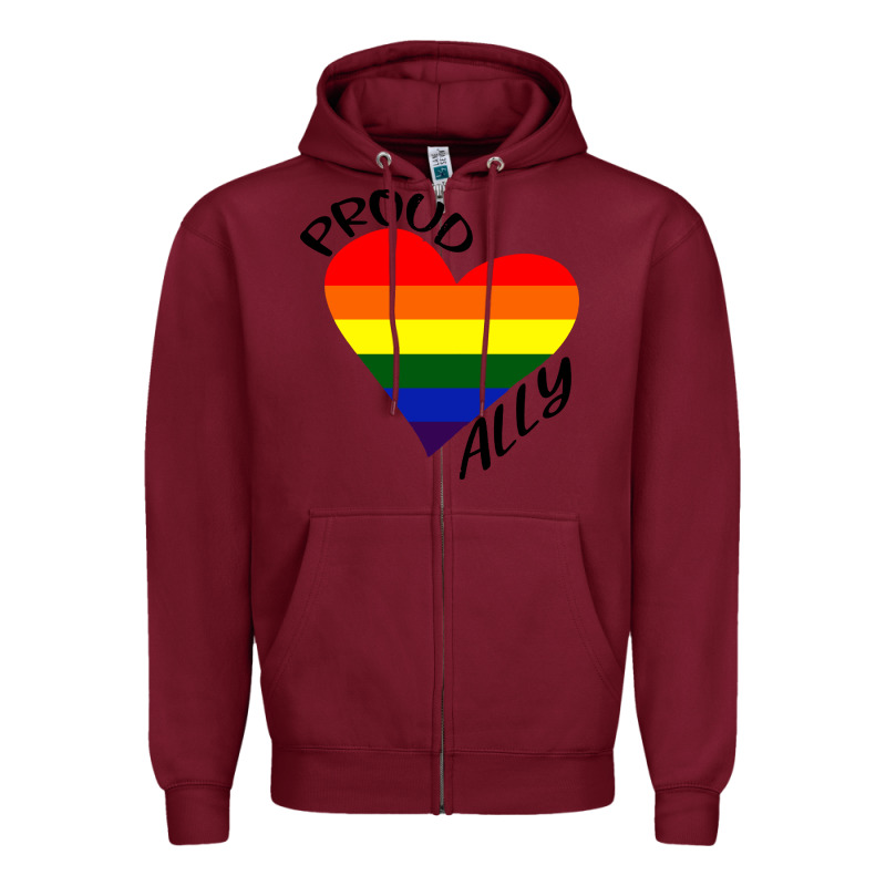 Proud Ally Lgbt Heart Gay Pride Month Zipper Hoodie by artisFamous | Teevron
