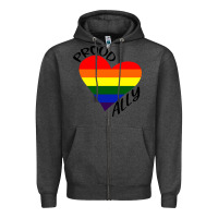 Charcoal Heather proud ally lgbt heart gay pride month Zipper Hoodie - artisFamous