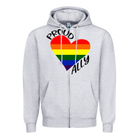 Heather Grey proud ally lgbt heart gay pride month Zipper Hoodie - artisFamous