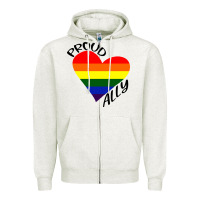 Oatmeal Heather proud ally lgbt heart gay pride month Zipper Hoodie - artisFamous