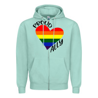 Seafoam proud ally lgbt heart gay pride month Zipper Hoodie - artisFamous