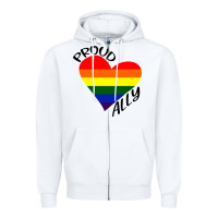 White proud ally lgbt heart gay pride month Zipper Hoodie - artisFamous