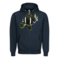 Navy self destruction Zipper Hoodie - artisFamous
