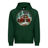 Forest Green Barn Christmas Urban Hoodie - RanaPortraitStore