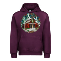 Mauve Wine Barn Christmas Urban Hoodie - RanaPortraitStore