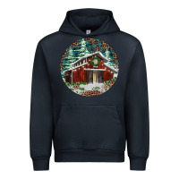 Navy Barn Christmas Urban Hoodie - RanaPortraitStore