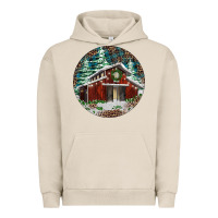 Pigment French Oak Barn Christmas Urban Hoodie - RanaPortraitStore