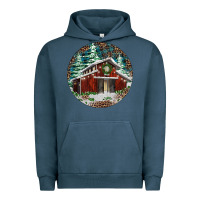 Pigment Midnight Navy Barn Christmas Urban Hoodie - RanaPortraitStore