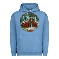 Pigment Pebble Blue Barn Christmas Urban Hoodie - RanaPortraitStore