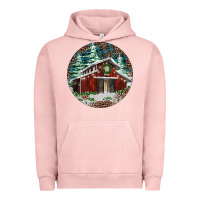 Pigment Salmon Barn Christmas Urban Hoodie - RanaPortraitStore