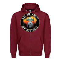 Burgundy ask me about my butthole ufo Zipper Hoodie - artisFamous