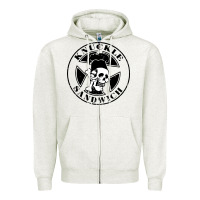 Oatmeal Heather knuckle sandwich Zipper Hoodie - artisFamous