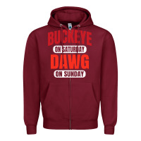 Burgundy buckeye on saturday Zipper Hoodie - artisFamous