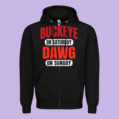 Buckeye On Saturday Zipper Hoodie Designed By Artisfamous