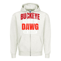 Oatmeal Heather buckeye on saturday Zipper Hoodie - artisFamous