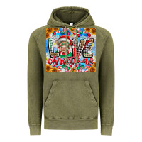 Vintage Olive Love Christmas highland cow Vintage Hoodie - CowhideDigitalArt