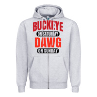 Heather Grey buckeye on saturday Zipper Hoodie - artisFamous