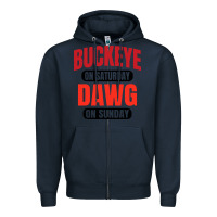 Navy buckeye on saturday Zipper Hoodie - artisFamous