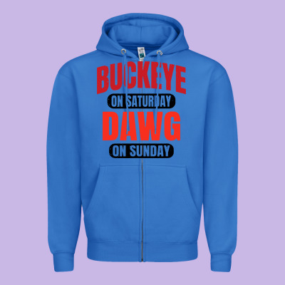 Buckeye On Saturday Zipper Hoodie Designed By Artisfamous