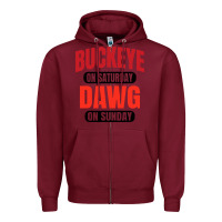 Burgundy buckeye on saturday Zipper Hoodie - artisFamous