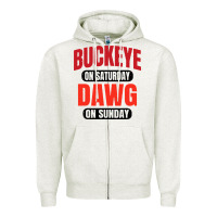 Oatmeal Heather buckeye on saturday Zipper Hoodie - artisFamous
