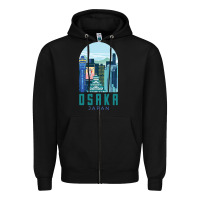 Black Osaka Japan Zipper Hoodie - artisFamous