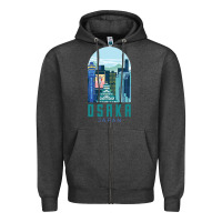 Charcoal Heather Osaka Japan Zipper Hoodie - artisFamous