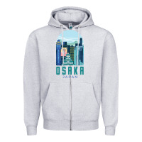 Heather Grey Osaka Japan Zipper Hoodie - artisFamous