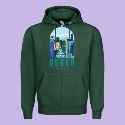 Osaka Japan Zipper Hoodie Designed By Artisfamous