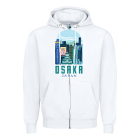 White Osaka Japan Zipper Hoodie - artisFamous