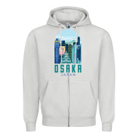 Dove Grey Osaka Japan Zipper Hoodie - artisFamous