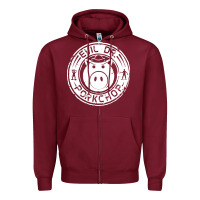 Burgundy evil dr porkchop Zipper Hoodie - artisFamous