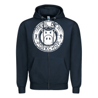 Navy evil dr porkchop Zipper Hoodie - artisFamous