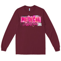 Burgundy valentine medical assistant Long Sleeve Tee - CowhideDigitalArt