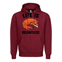 Burgundy crab life is relentless Zipper Hoodie - artisFamous