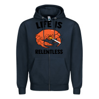 Navy crab life is relentless Zipper Hoodie - artisFamous
