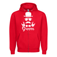 Red groom bachelor party Zipper Hoodie - artisFamous