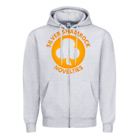 Heather Grey silver shamrock novelties Zipper Hoodie - artisFamous