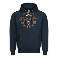 Navy crater lake oregon national park vintage retro Zipper Hoodie - artisFamous