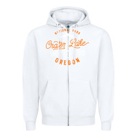 White crater lake oregon national park vintage retro Zipper Hoodie - artisFamous