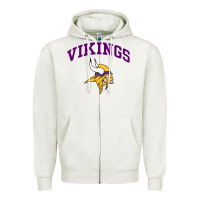 Oatmeal Heather vikings style Zipper Hoodie - artisFamous