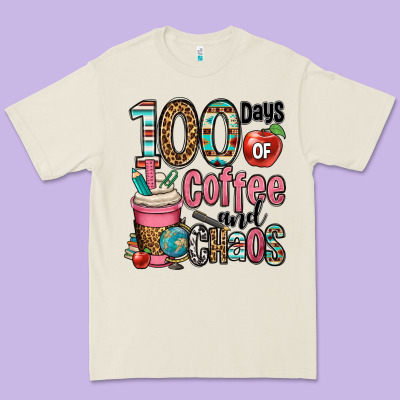 Hundred Days Of Coffee And Chaos Premium Tee Designed By Oliviacreatesart