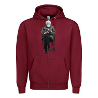 Burgundy bernie sitting in the cold with mittens meme Zipper Hoodie - artisFamous