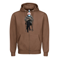 Chestnut bernie sitting in the cold with mittens meme Zipper Hoodie - artisFamous